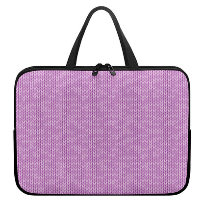 Violet Knitted Pattern Print Laptop Sleeve With Handle