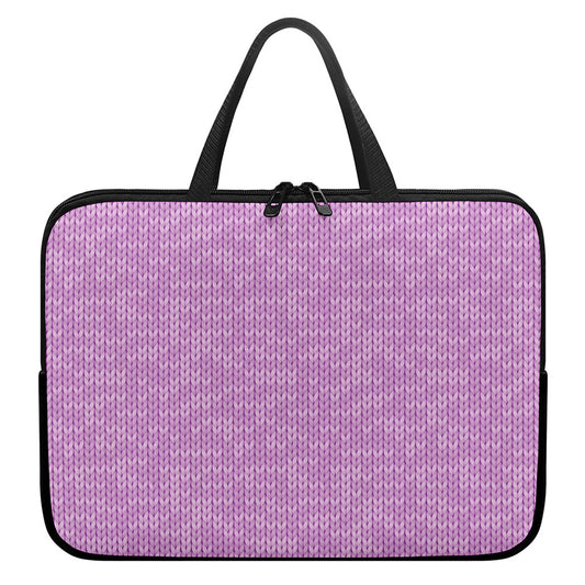 Violet Knitted Pattern Print Laptop Sleeve With Handle