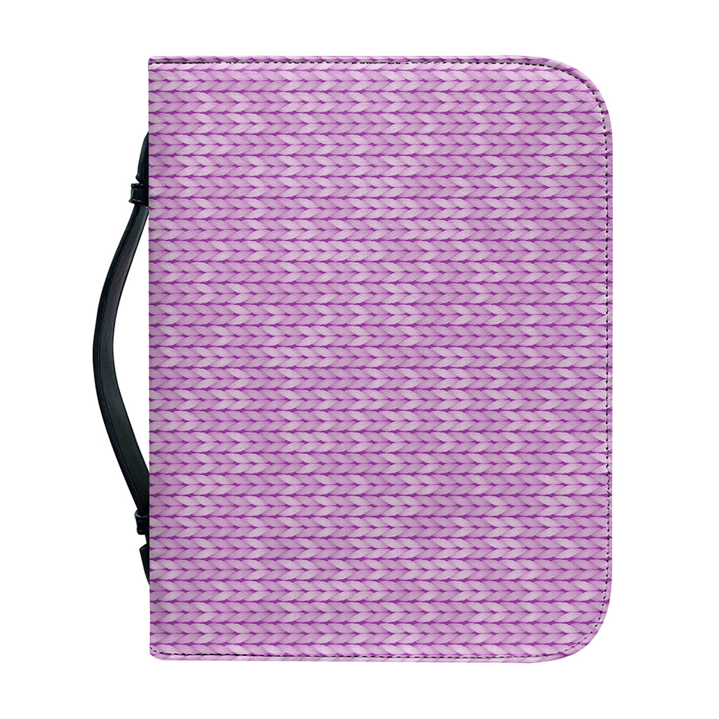 Violet Knitted Pattern Print Leather Bible Cover