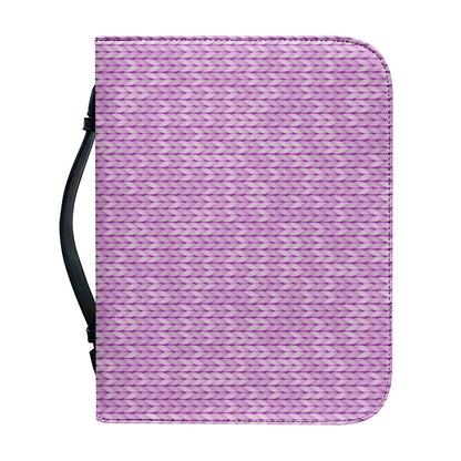 Violet Knitted Pattern Print Leather Bible Cover