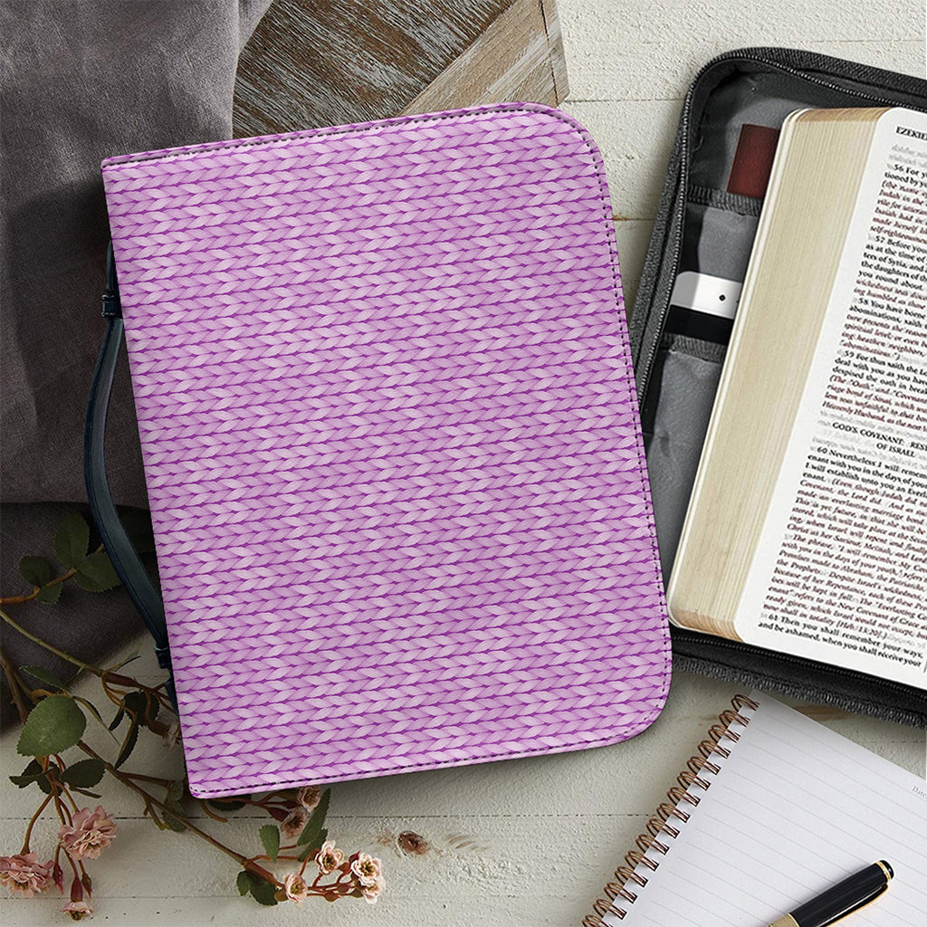 Violet Knitted Pattern Print Leather Bible Cover
