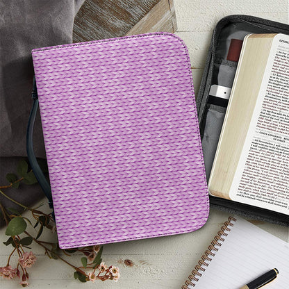 Violet Knitted Pattern Print Leather Bible Cover