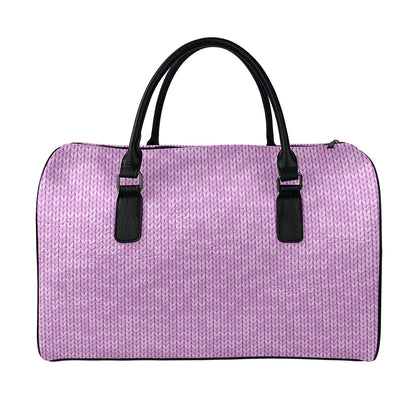 Violet Knitted Pattern Print Leather Duffle Bag
