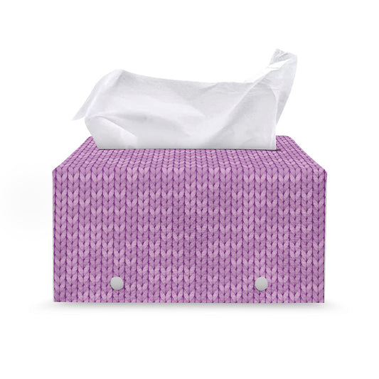 Violet Knitted Pattern Print Leather Tissue Box Cover