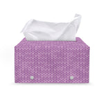 Violet Knitted Pattern Print Leather Tissue Box Cover