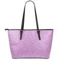Violet Knitted Pattern Print Leather Tote Bag With Zipper