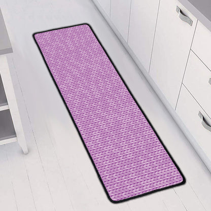 Violet Knitted Pattern Print Long Kitchen Mat