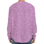 Violet Knitted Pattern Print Long Sleeve Baseball Jersey