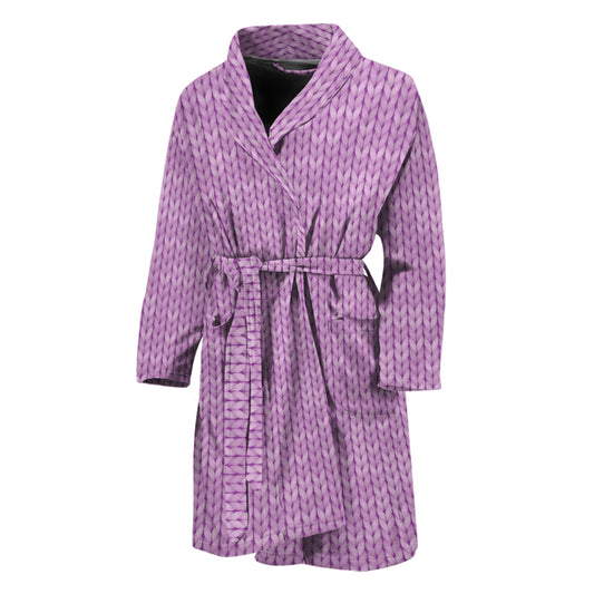Violet Knitted Pattern Print Men's Bathrobe