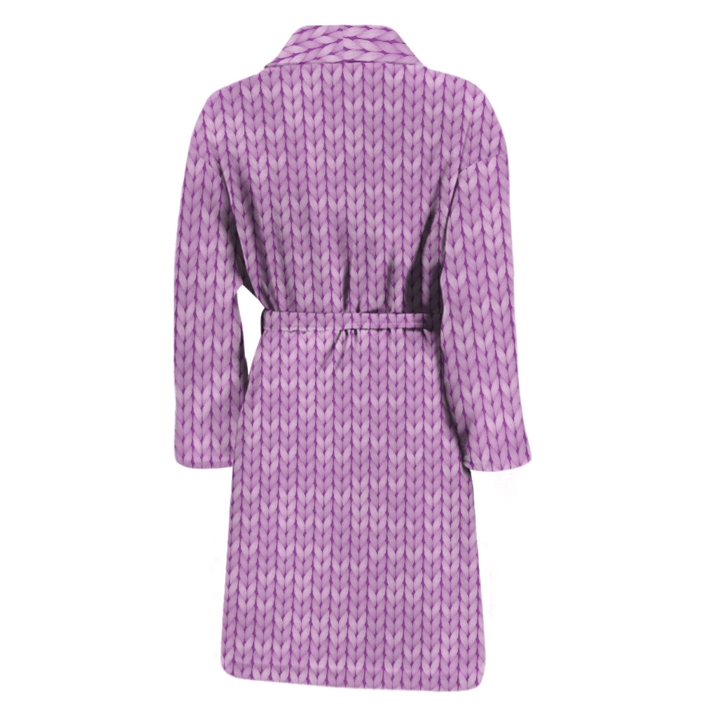 Violet Knitted Pattern Print Men's Bathrobe