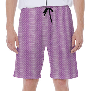 Violet Knitted Pattern Print Men's Beach Shorts