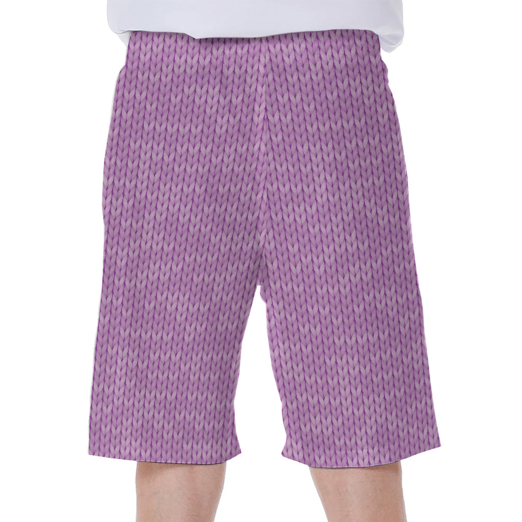 Violet Knitted Pattern Print Men's Beach Shorts