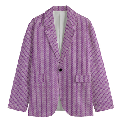 Violet Knitted Pattern Print Men's Blazer