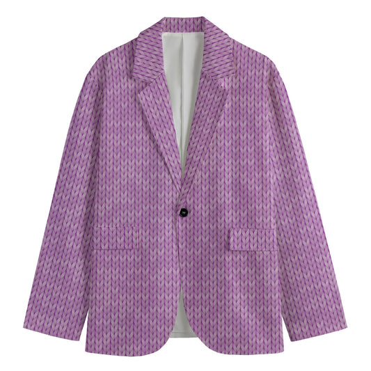 Violet Knitted Pattern Print Men's Blazer
