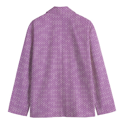 Violet Knitted Pattern Print Men's Blazer