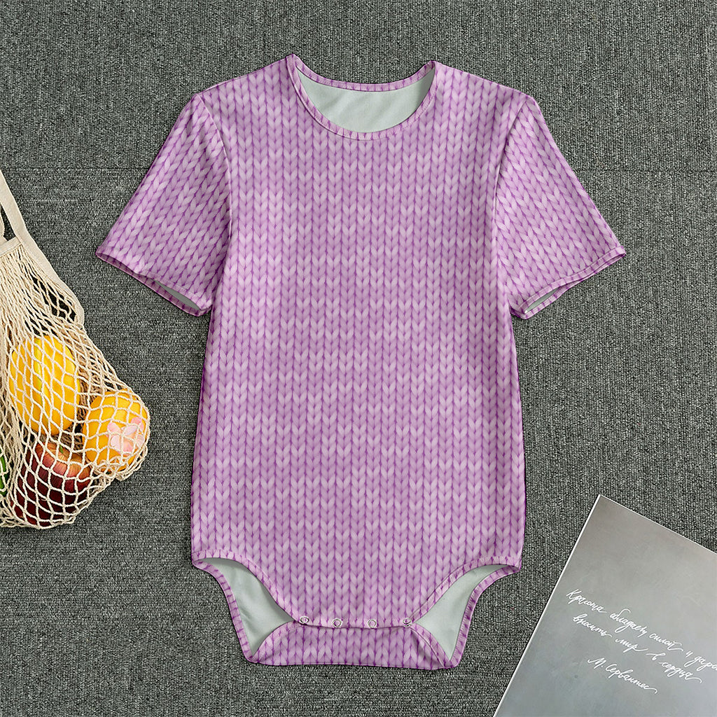 Violet Knitted Pattern Print Men's Bodysuit