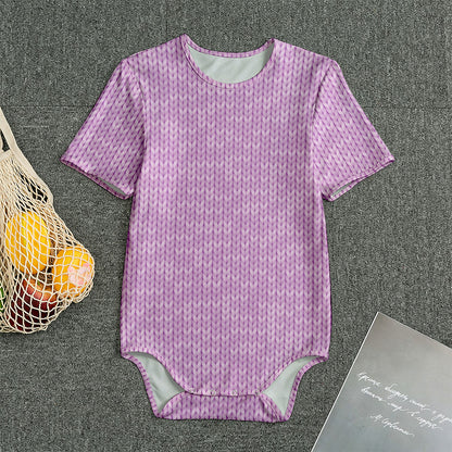 Violet Knitted Pattern Print Men's Bodysuit