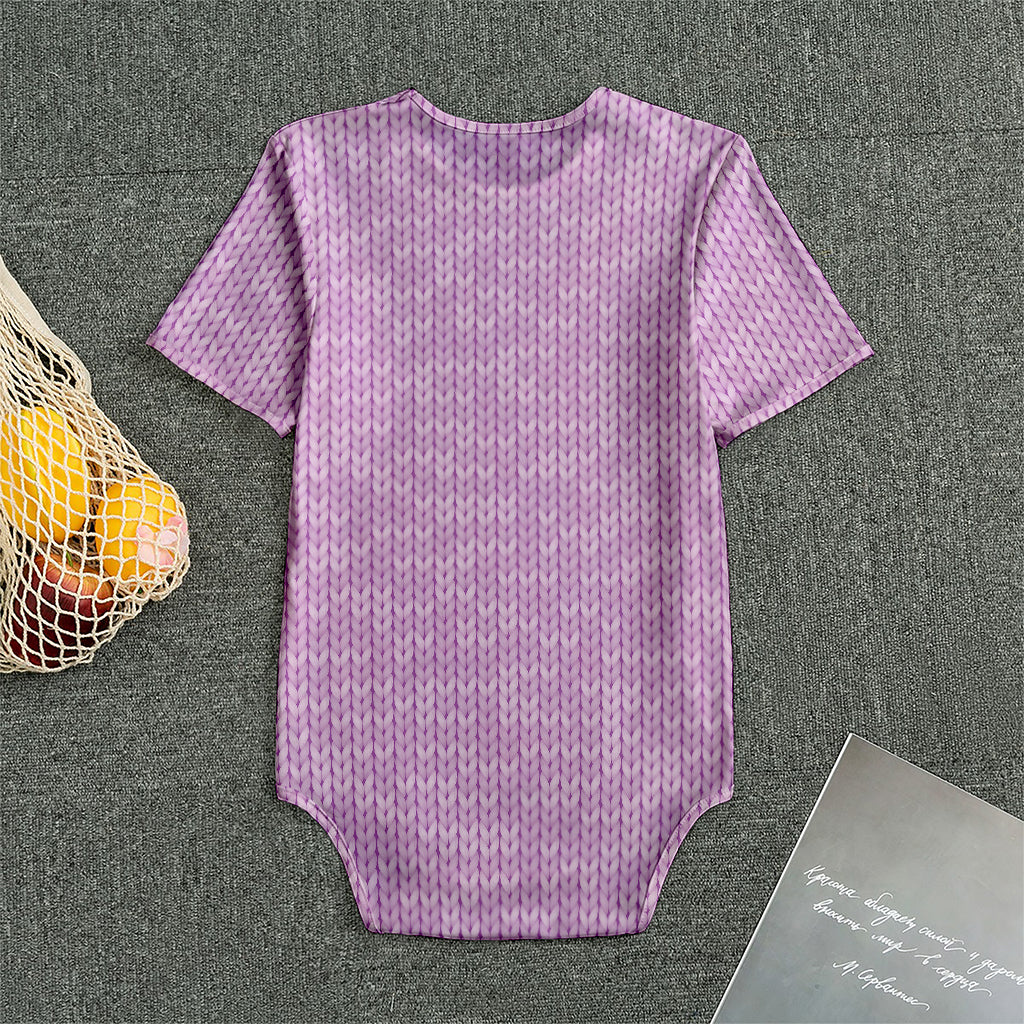 Violet Knitted Pattern Print Men's Bodysuit
