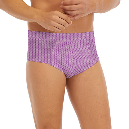Violet Knitted Pattern Print Men's Briefs