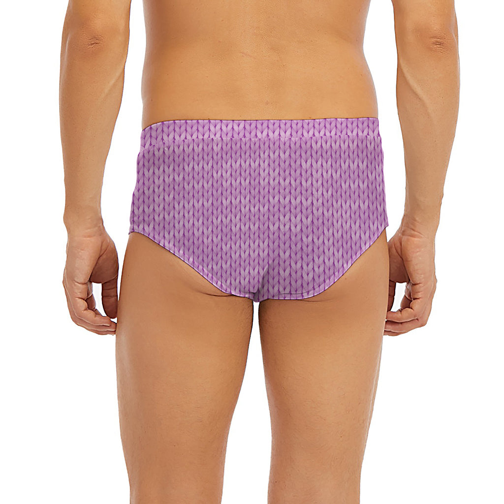 Violet Knitted Pattern Print Men's Briefs