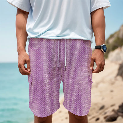 Violet Knitted Pattern Print Men's Cargo Shorts