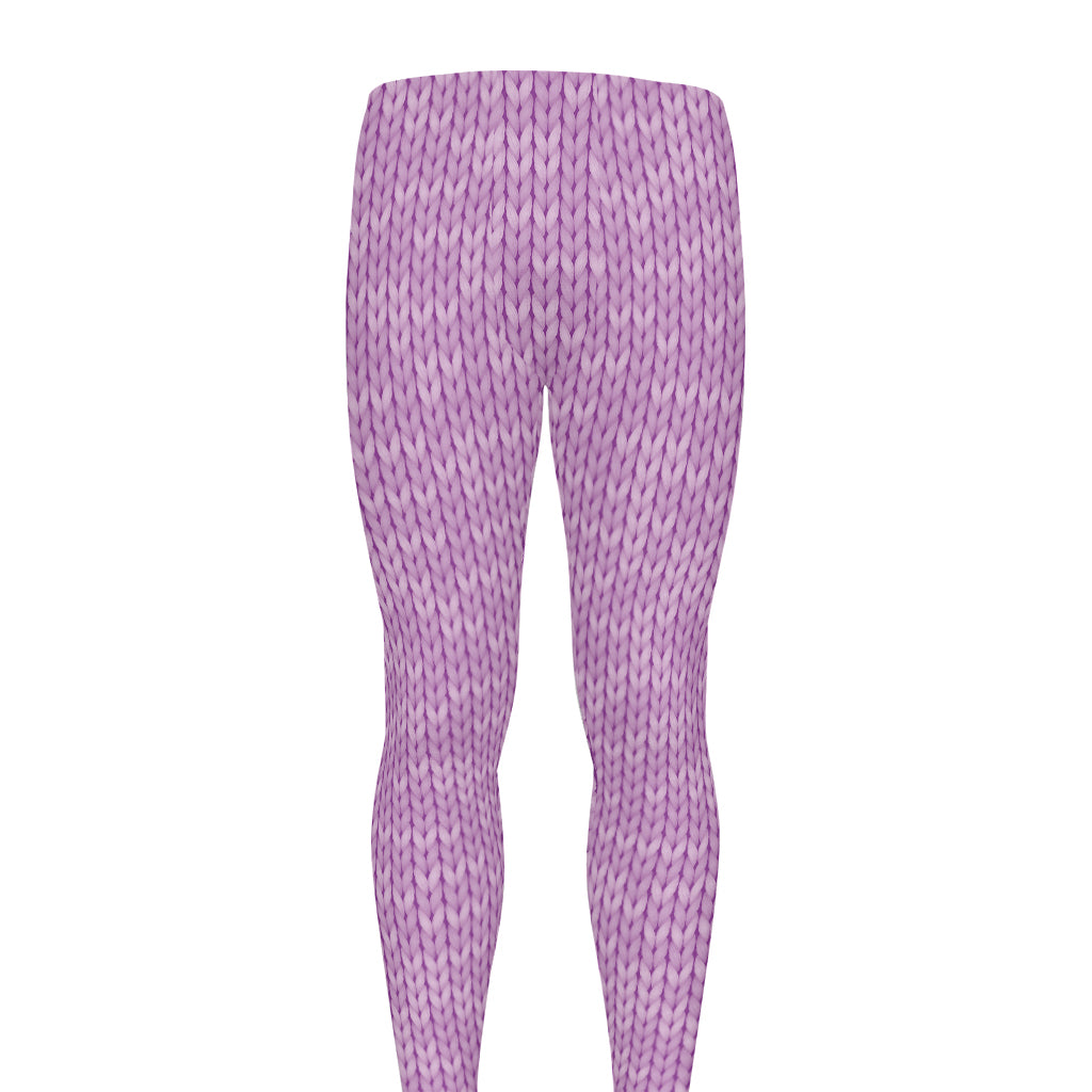 Violet Knitted Pattern Print Men's leggings