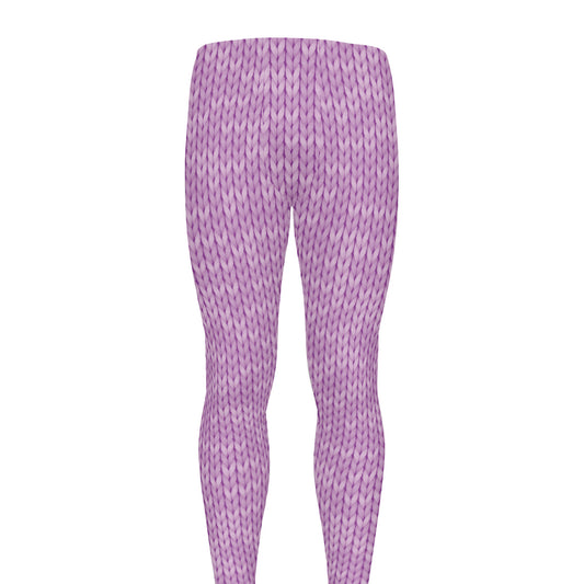 Violet Knitted Pattern Print Men's leggings
