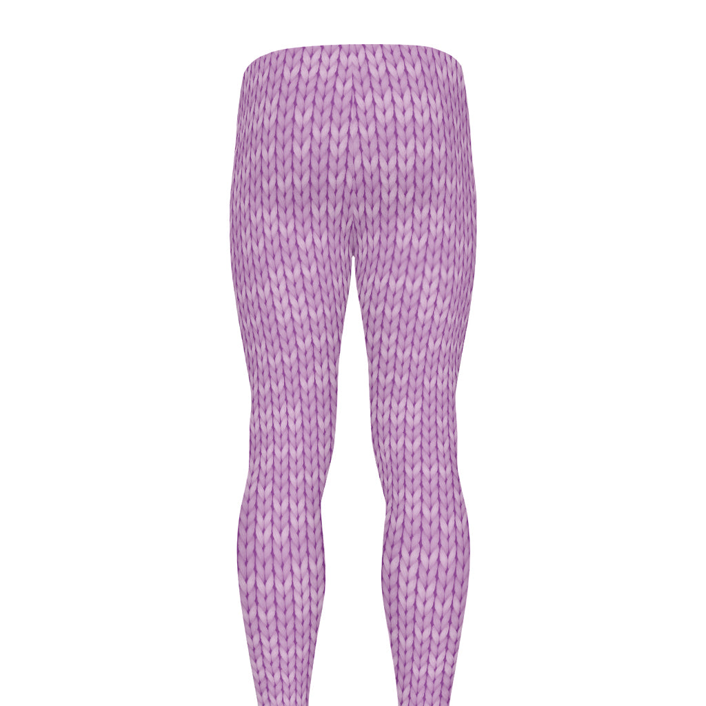 Violet Knitted Pattern Print Men's leggings