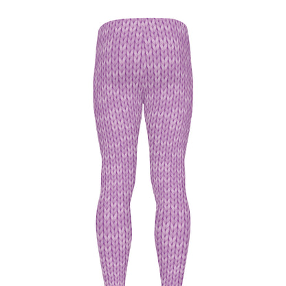 Violet Knitted Pattern Print Men's leggings