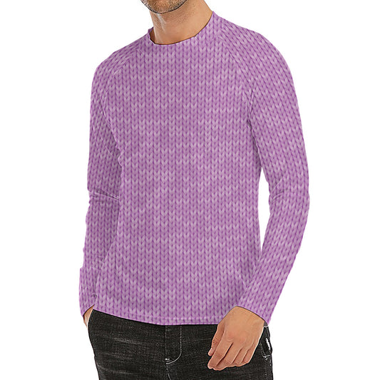 Violet Knitted Pattern Print Men's Long Sleeve Rash Guard