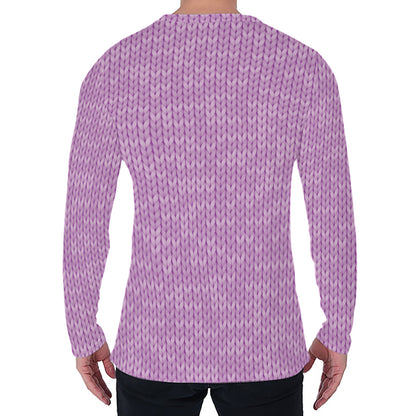 Violet Knitted Pattern Print Men's Long Sleeve T-Shirt