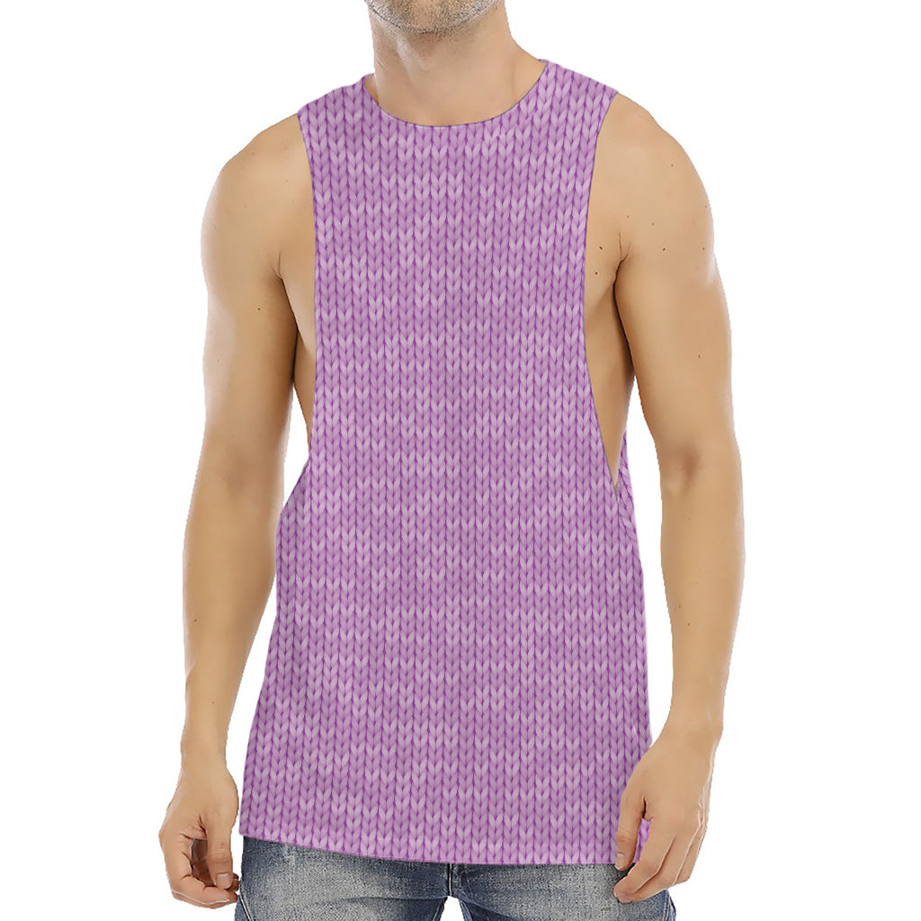 Violet Knitted Pattern Print Men's Muscle Tank Top