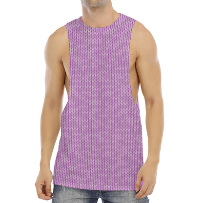 Violet Knitted Pattern Print Men's Muscle Tank Top
