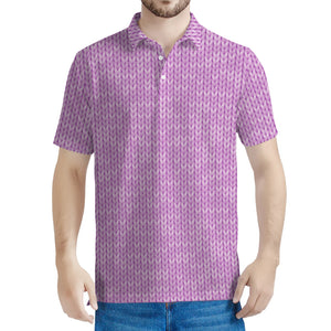 Violet Knitted Pattern Print Men's Polo Shirt