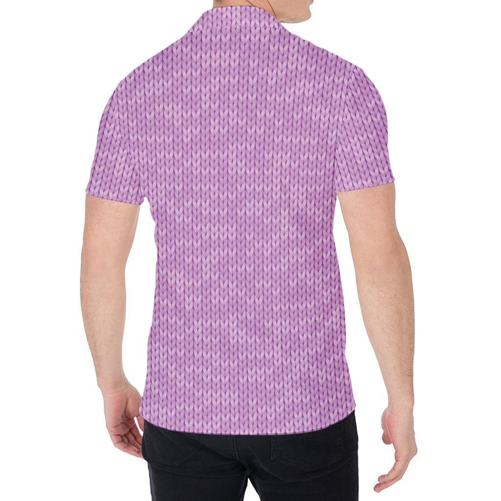 Violet Knitted Pattern Print Men's Shirt