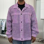 Violet Knitted Pattern Print Men's Shirt Jacket