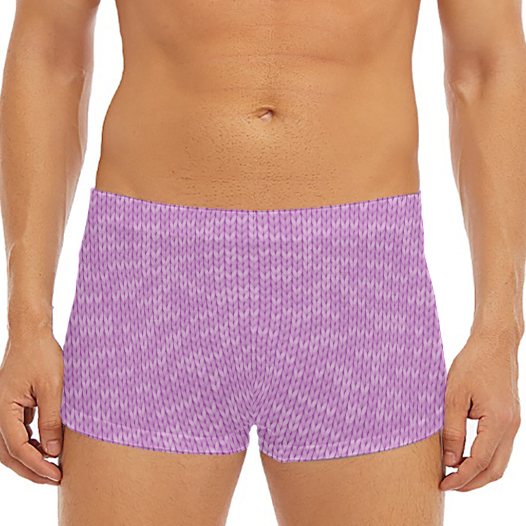 Violet Knitted Pattern Print Men's Short Boxer Briefs