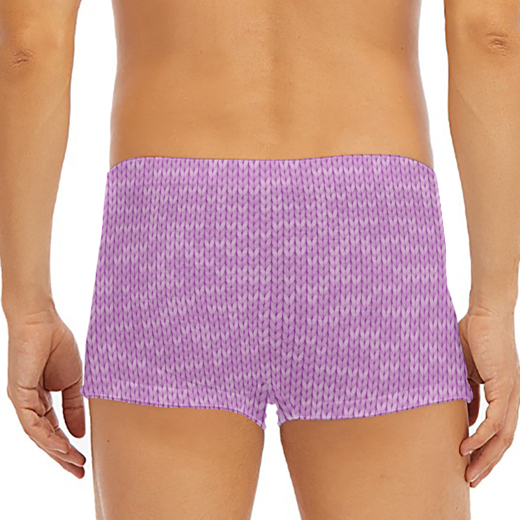 Violet Knitted Pattern Print Men's Short Boxer Briefs