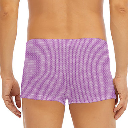 Violet Knitted Pattern Print Men's Short Boxer Briefs