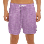 Violet Knitted Pattern Print Men's Split Running Shorts