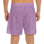 Violet Knitted Pattern Print Men's Split Running Shorts