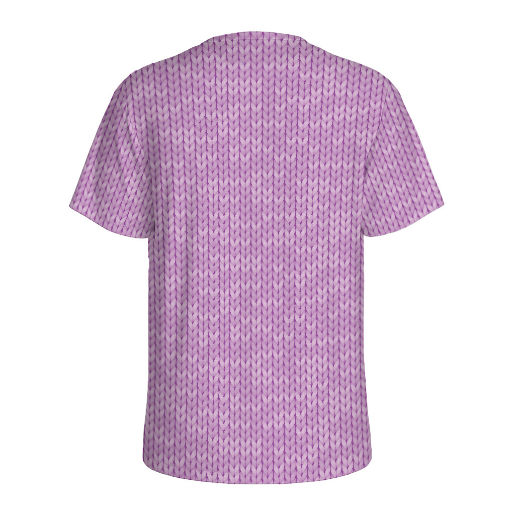 Violet Knitted Pattern Print Men's Sports T-Shirt