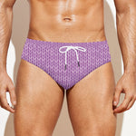 Violet Knitted Pattern Print Men's Swim Briefs