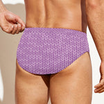 Violet Knitted Pattern Print Men's Swim Briefs