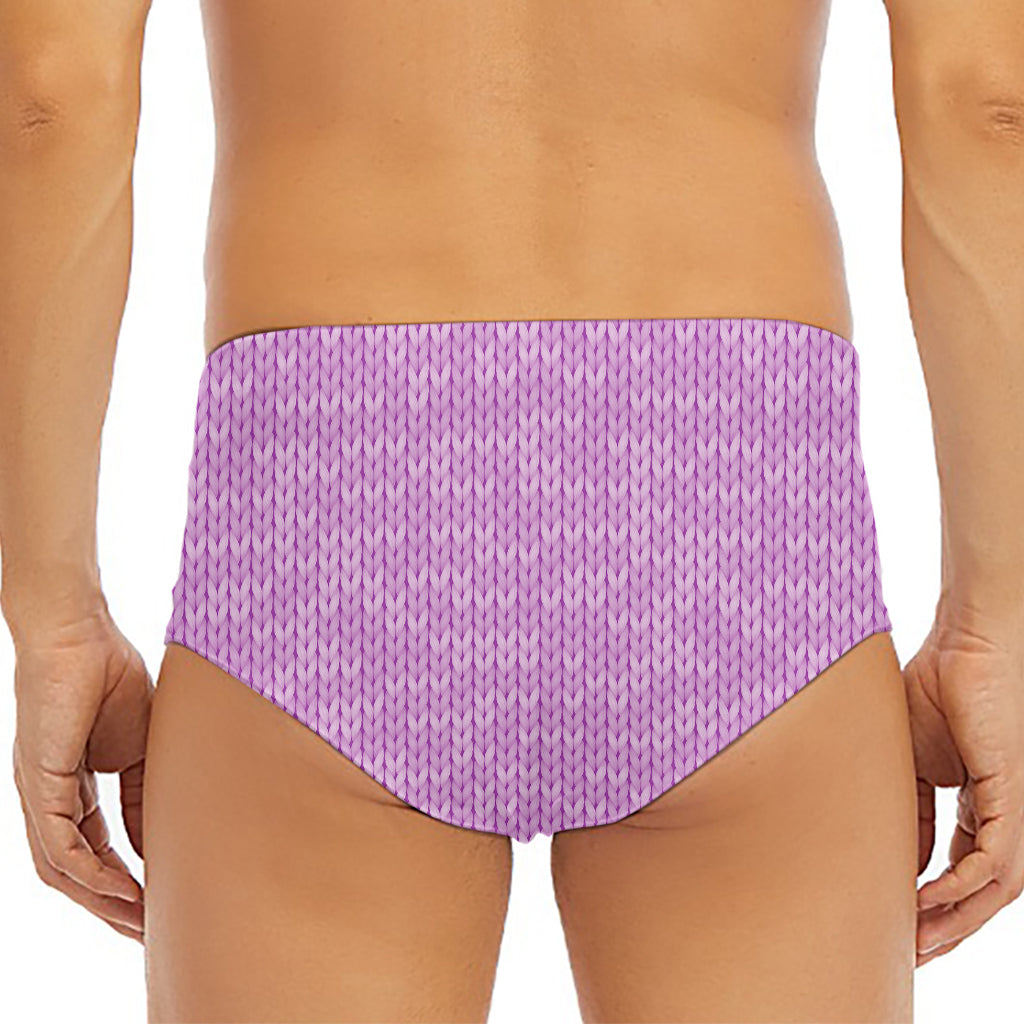 Violet Knitted Pattern Print Men's Triangle Swim Briefs