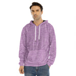 Violet Knitted Pattern Print Men's Velvet Pullover Hoodie