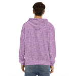 Violet Knitted Pattern Print Men's Velvet Pullover Hoodie