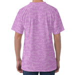 Violet Knitted Pattern Print Men's Velvet T-Shirt