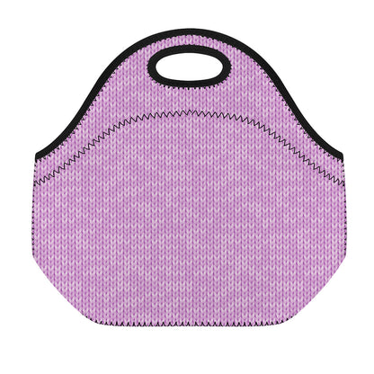 Violet Knitted Pattern Print Neoprene Lunch Bag