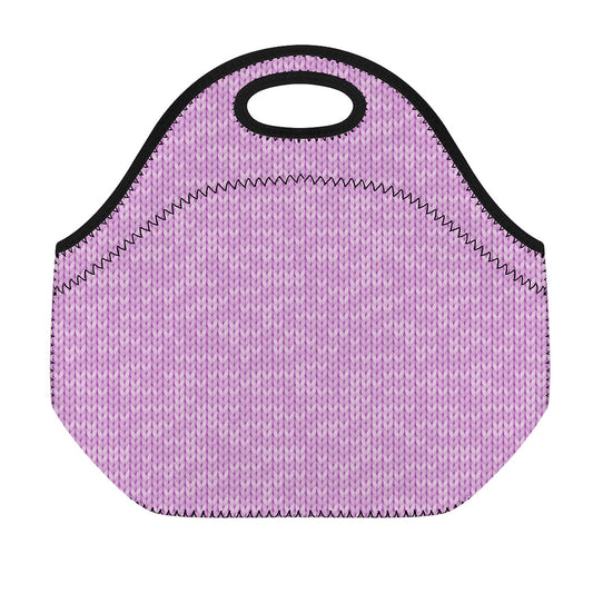 Violet Knitted Pattern Print Neoprene Lunch Bag
